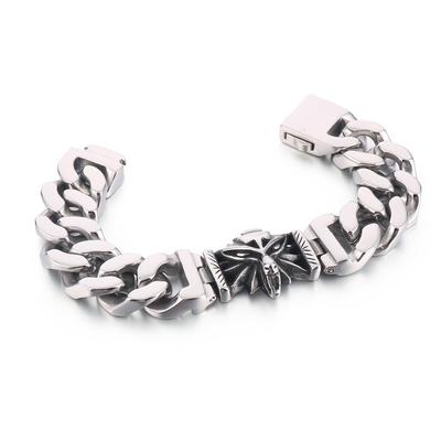 Domineering Retro Wolf Head Polishing Double -sided Grinding Titanium Steel Men's Bracelet