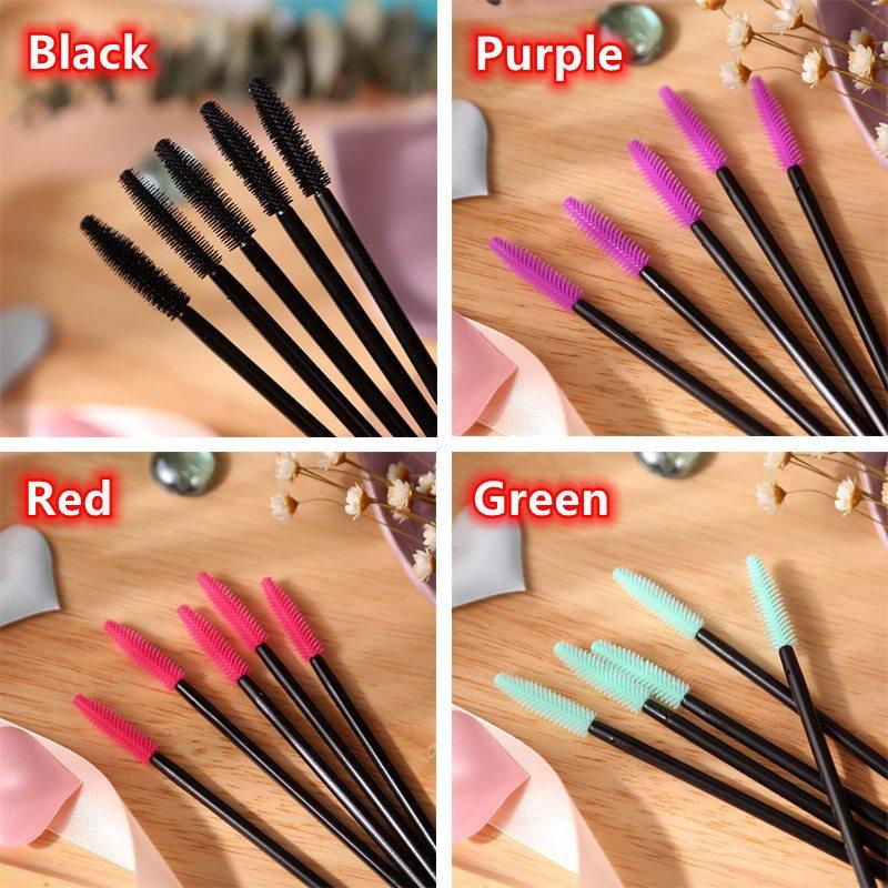

50PCS Disposable Silicone Eyelash Brushes Portable Professional Eyelashes Makeup Brush фиолетовый