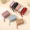 Women Stylish Tri-Fold Wallet Embroidered Heart Cash Wallet Mini Card Holder Wallet with Zippered Coin Pocket for Dating Shopping