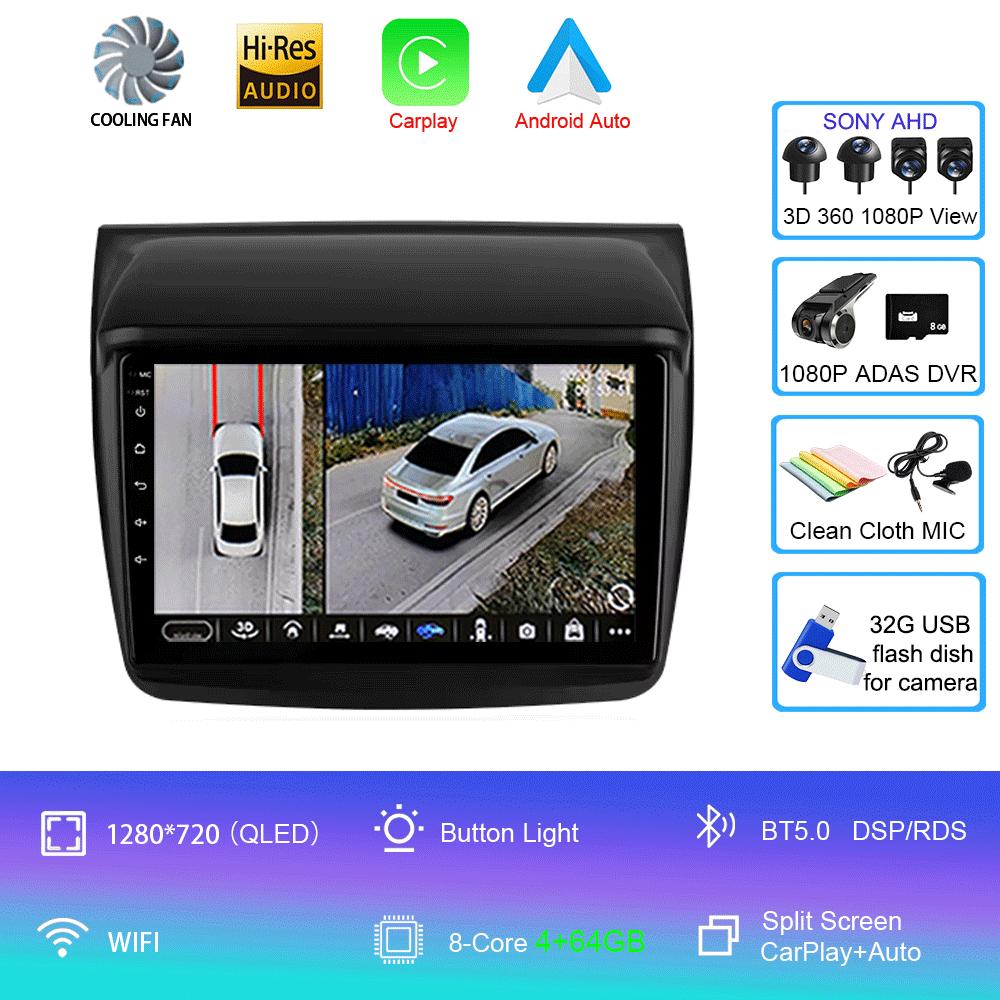 Car Radio Android 14 Carplay For Mitsubishi Pajero Sport 2 L200 Triton 2008 - 2016 Navigation Multimedia Player Stereo WiFi+4G