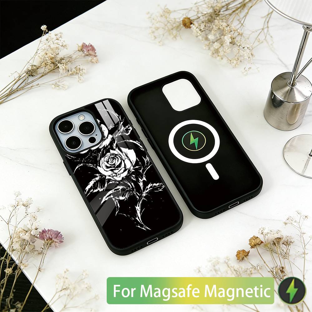 Gothic Cyber Sigil Cross Phone Case For iPhone17,16,15,14,13,12,11 Plus,Pro Magnetic with Magsafe Wireless Charging iPhone16Pro