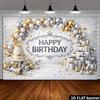 2D Silber Gold Glitzer Geburtstag Hintergrund Banner Happy Birthday Party Fotokabine Hintergrund