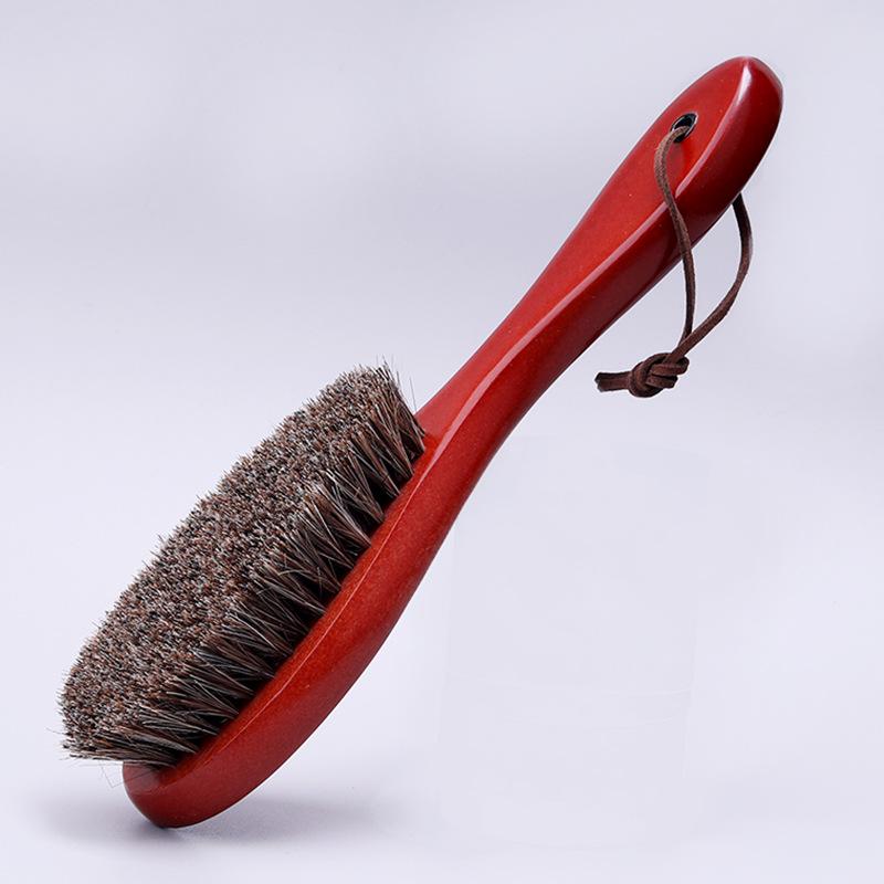 Long-Handled Horsehair Bristle Shoe Brush for Suede and Nubuck