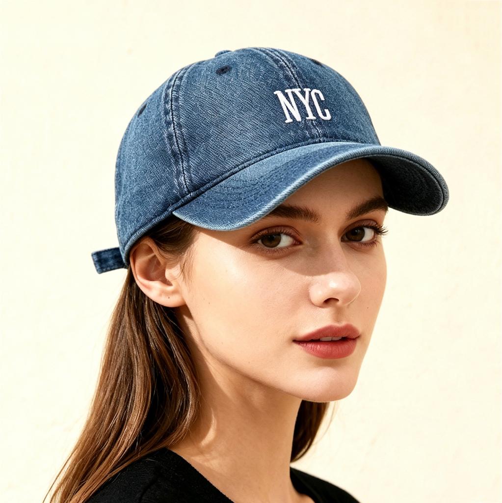 Korean-style fashionable embroidered faded letter baseball cap, classic beveled brim hat, casual and versatile fedora hat