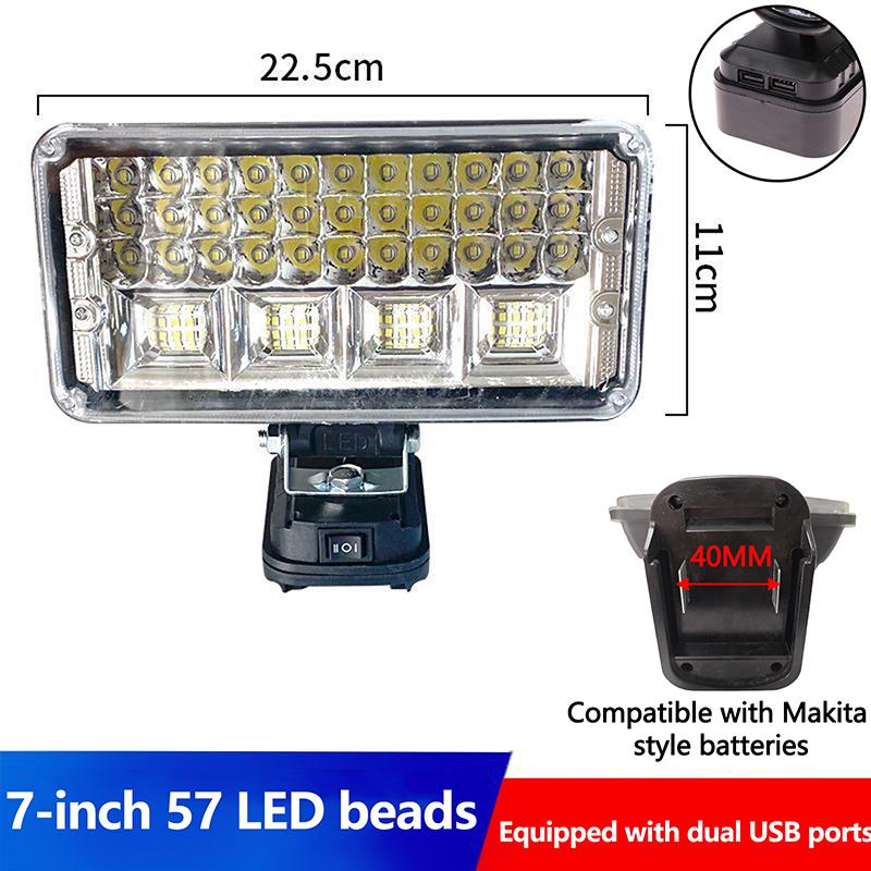 1 Piece Dual Usb Power Bank For Makita Lithium Battery Emergency Lights 2-7Inch Large Lens Car Led Work Lamp Light Torch