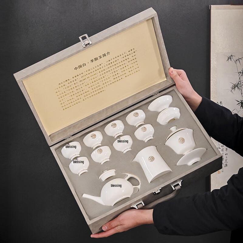 Chaxun Mutton Fat Jade White Porcelain Gongfu Tea Set