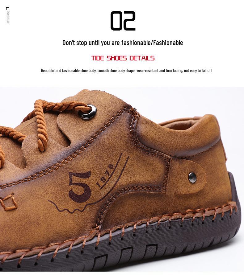 Men's Casual Leather Shoes: Large Sizes 45-48, Youthful Korean Style for Summer, Spring, and Autumn.