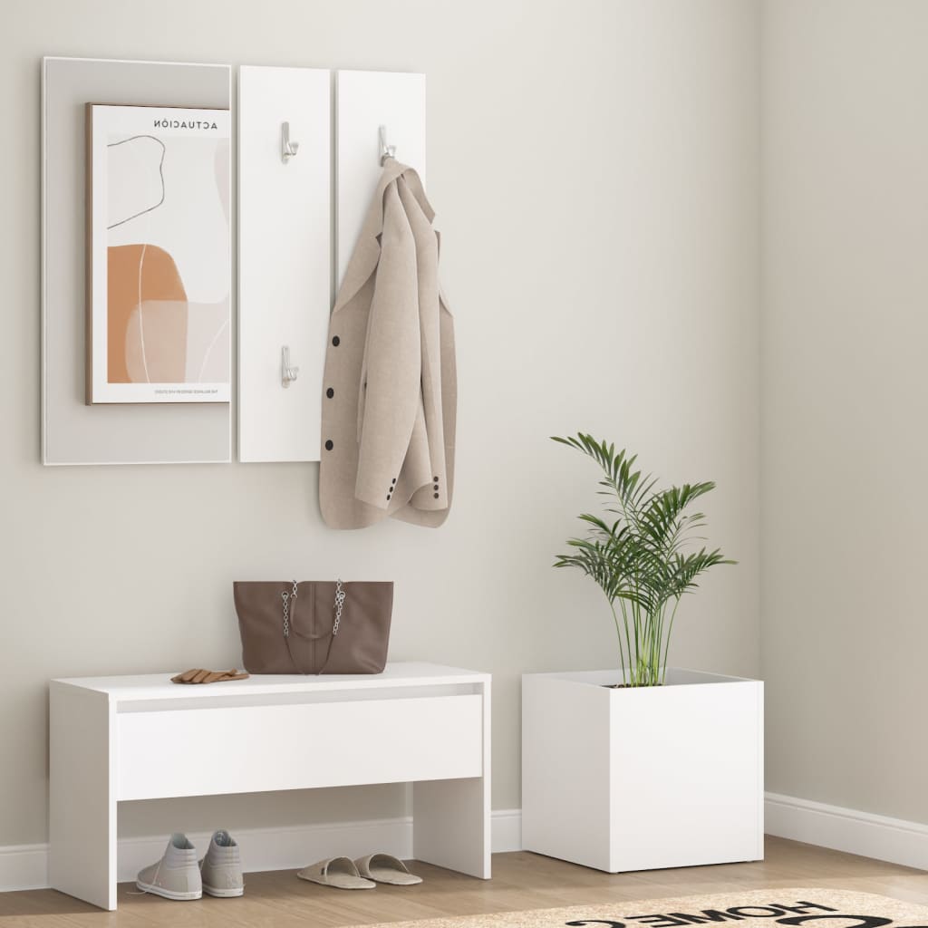 Coat Rack Set White Particleboard