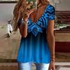 Summer V-neck 3D Printed Top Fashionable Casual Short Sleeved Women's T-shirts