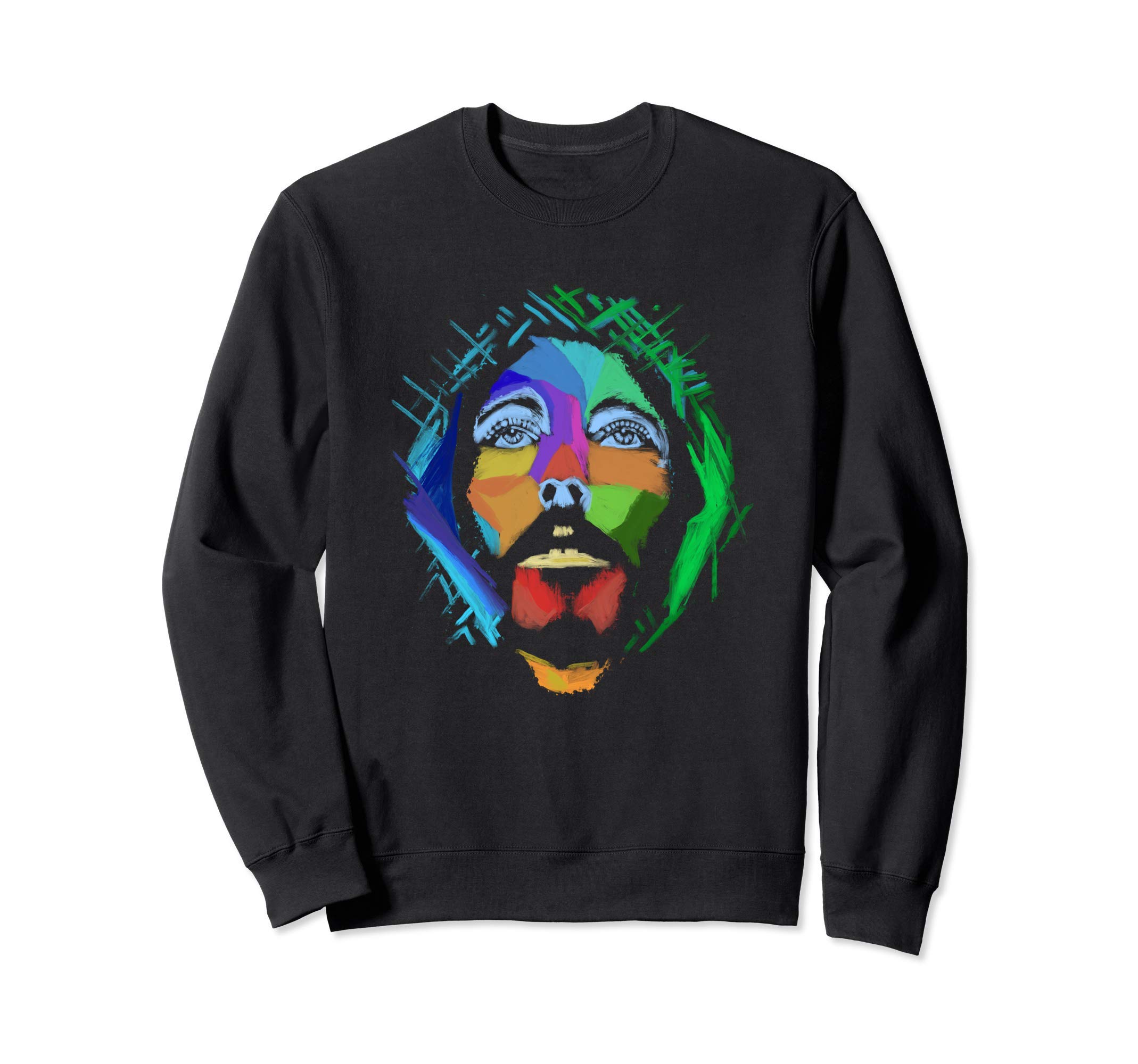 

Pop art of Jesus Christ, a colorful face of a Christian icon - sweatshirt
