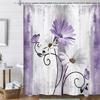 Pet Friendly Floral Shower Curtain Waterproof Polyester Bathroom Decors With Reinforced Edges For Safety