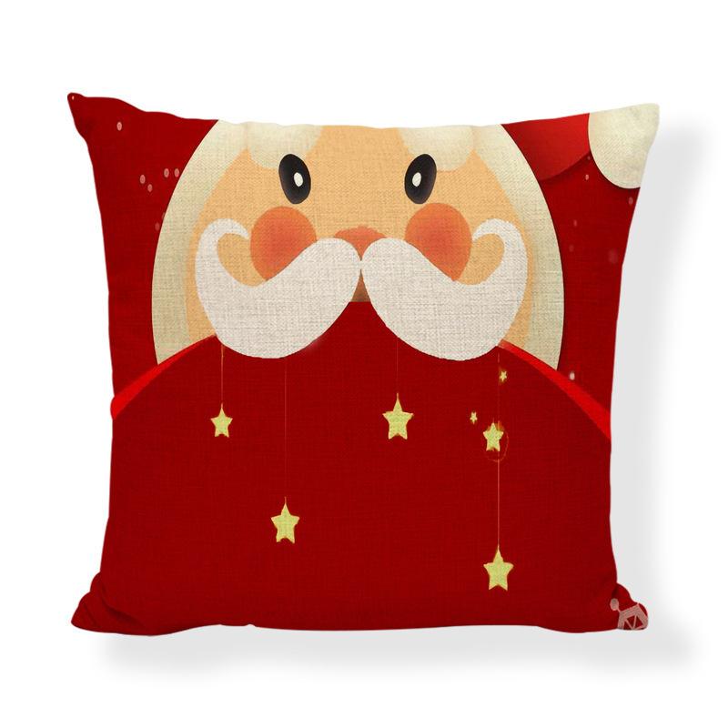Red Series Santa Claus Pattern Throw Pillow Cover with Short Plush Print for Living Room Sofa Decoration Cushion Cover