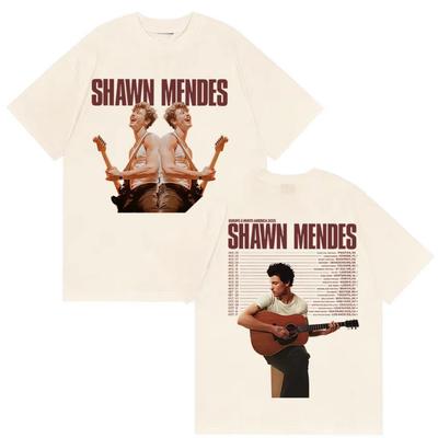 Zpěvák Shawn Mendes Popová hudba 2025 Merch Tričko Pánské Dámské Harajuku Retro Oversized Dámská trička Ležérní Bavlněná Trička