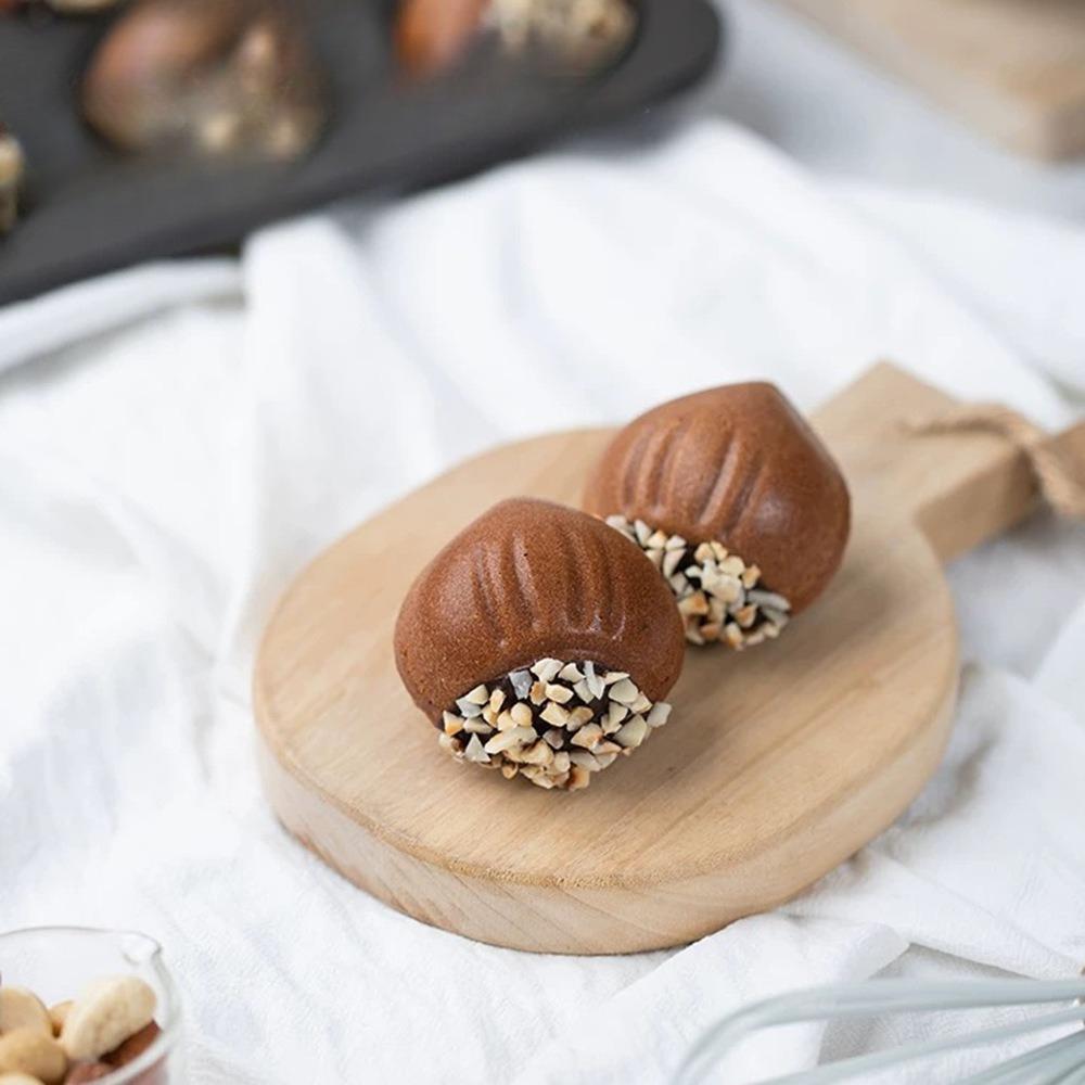 8-Cavity Hazelnut Mousse Cake Mold Food Grade Silicone Heat Resistant Fruit Shaped Dessert Mold Flexible Handmade Baking Mold