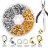 463-Piece Bracelet Clasp Set Jewelry Making Set with Lobster Clasps Split Rings Bead Tips Pliers Tweezers DIY Bracelet Tool Kit for Crafts