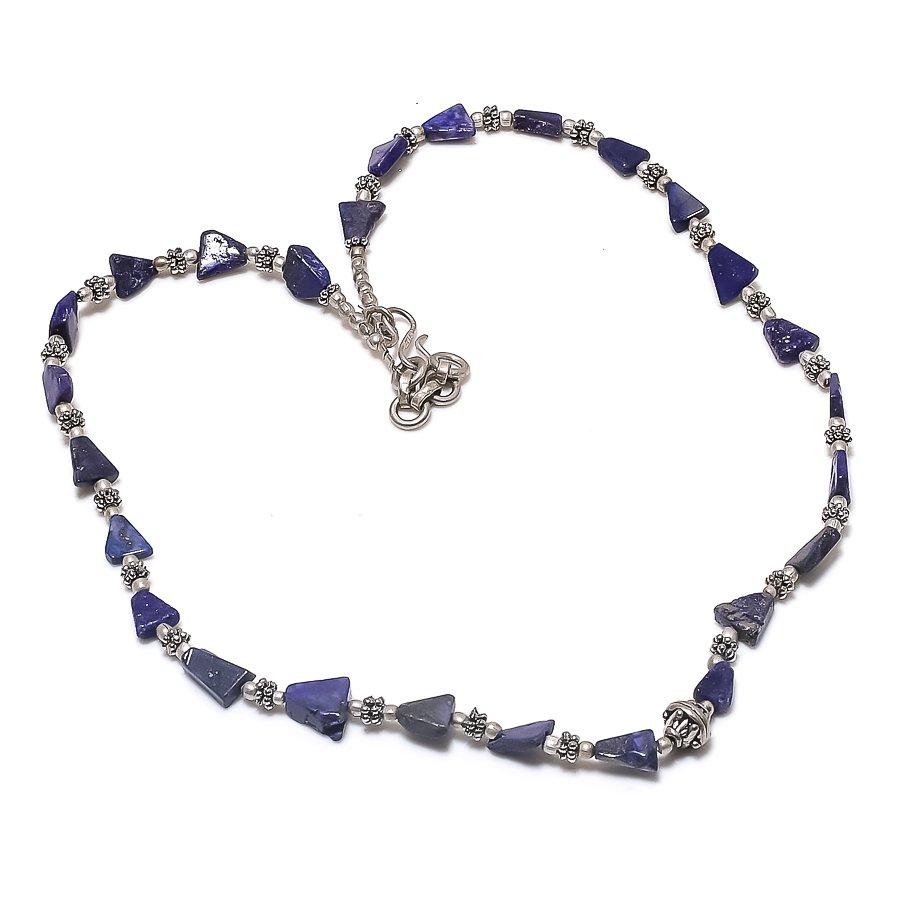 

Natural Lapis Lazuli Gemstone 925 Sterling Silver Jewelry Necklace 18 f1h04