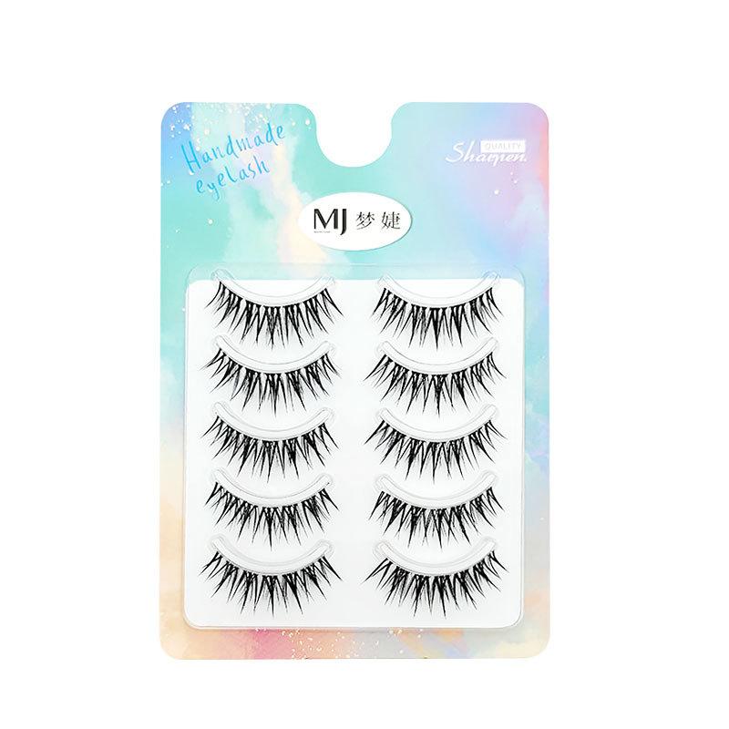 

5 пар накладных ресниц в мультяшном стиле, удлиняющие ресницы с прозрачным натуральным видом, густые и кудрявые, подходят для начинающих