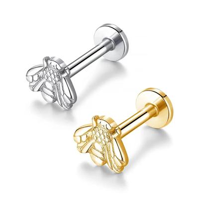 Titanium Stud Earrings Internal Thread Labret Little Bee Lip Ear Studs Rings Tragus Cartilage Helix Piercing Body Jewelry