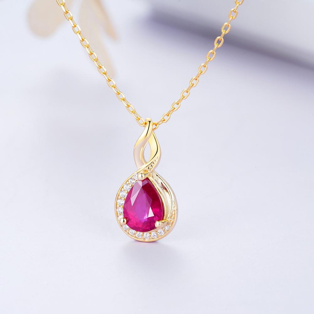 Simple Natural Filled Ruby July Birthstone Pendant 925 Sterling Silver Necklace Fine Jewelry for Women's Anniversary Party Gifts
