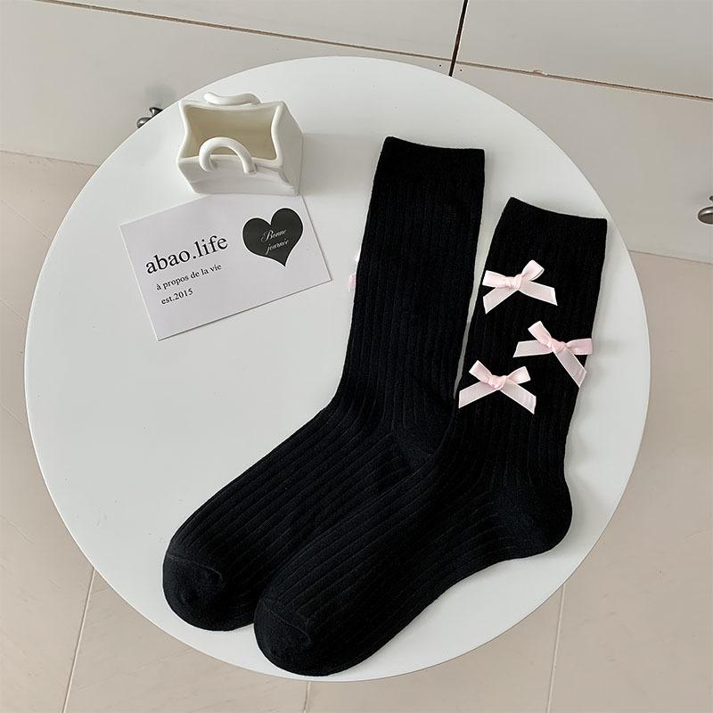 Girl's JK Socks Japanese School Style Bow Balletcore Stacked Thigh High Sock Spring Fall Calf Sock Trendy Instagram Fashion