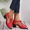 Fashion Soft Pu Leather Women Summer Sandals Peep Toe High Heels Mother's Shoes Solid Casual Gladiator Chunky Heeled Sandalias Femininas