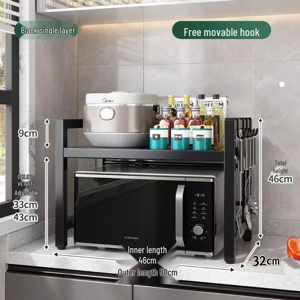 Multi-Layer Kitchen Vegetable & Microwave Storage Rack with Wheels