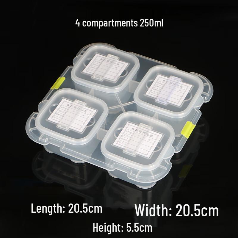 Plastic 4-Compartment Food Sample Retention Box