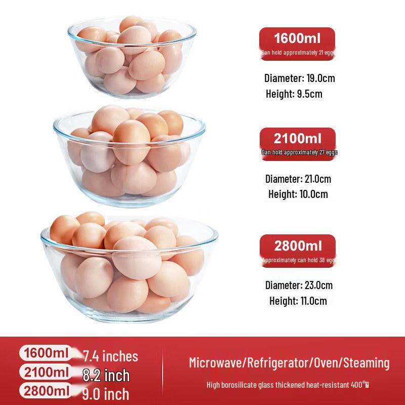 Jingbaodi Glass Mixing Bowl Set