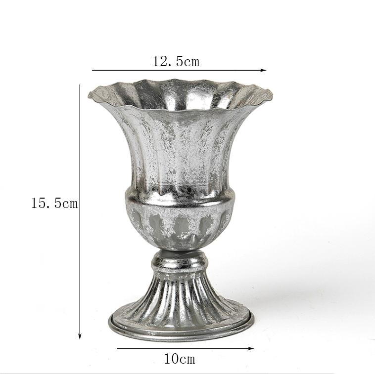 Vintage Klassisk Silverjärn Blombukett Dekoration Hemrum Bord Blomkruka Prydnader Kontor Butik Blomsterarrangemang Hantverk