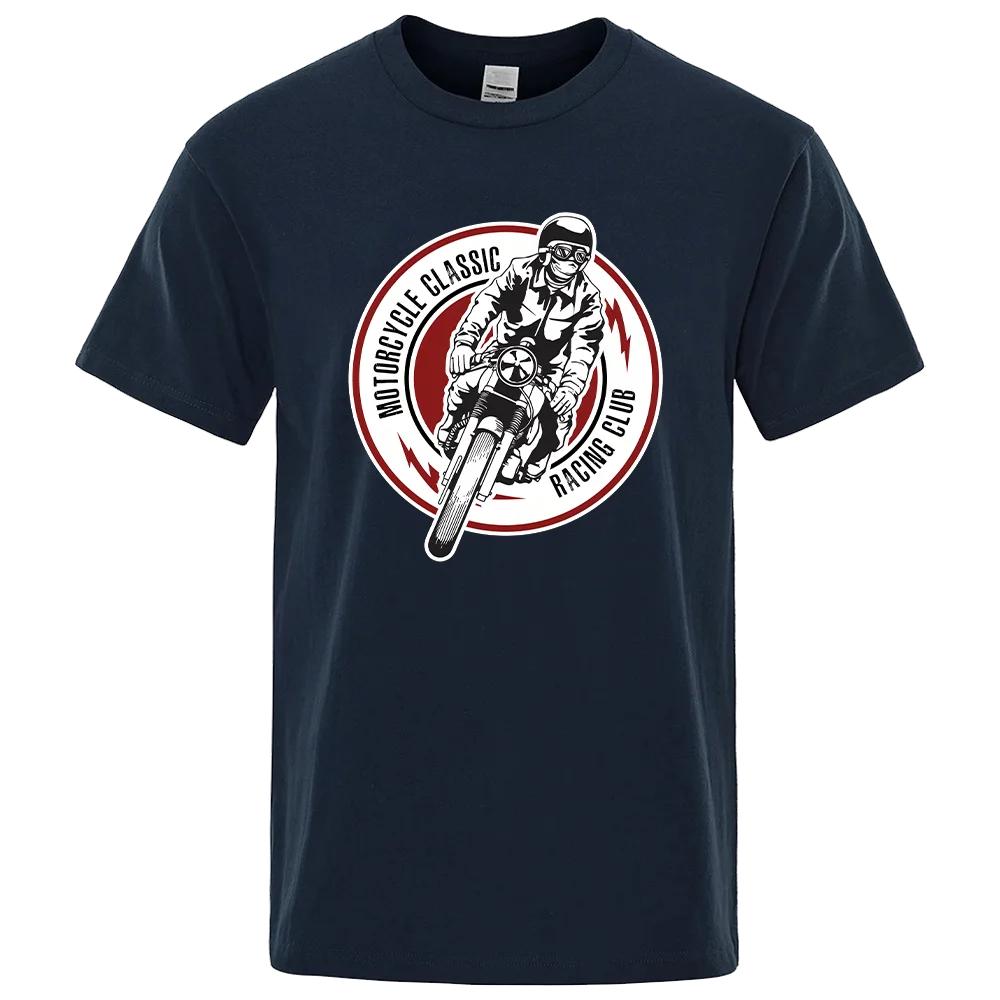 Motorcycle Glassic Racing Club Printed T-Shirt T-shirts for Men Clothing Men's Clothes Top Costume for Man Funny Tees Store Tops