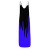 Women Casual Tie Dyed Print Drawstring Gradient Rendering Sling Long Dress