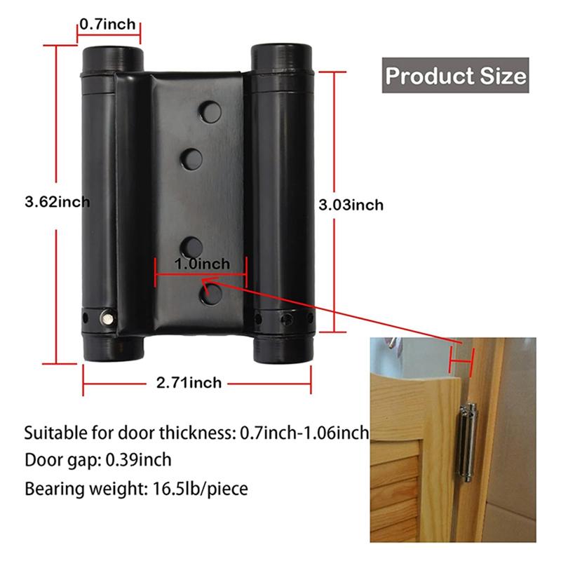 ABMH-3Inch Double Action Spring Hinges, Self Closing Door Hinges For Saloon Cafe Pub Swinging Doors, Including Pins 4-Pack
