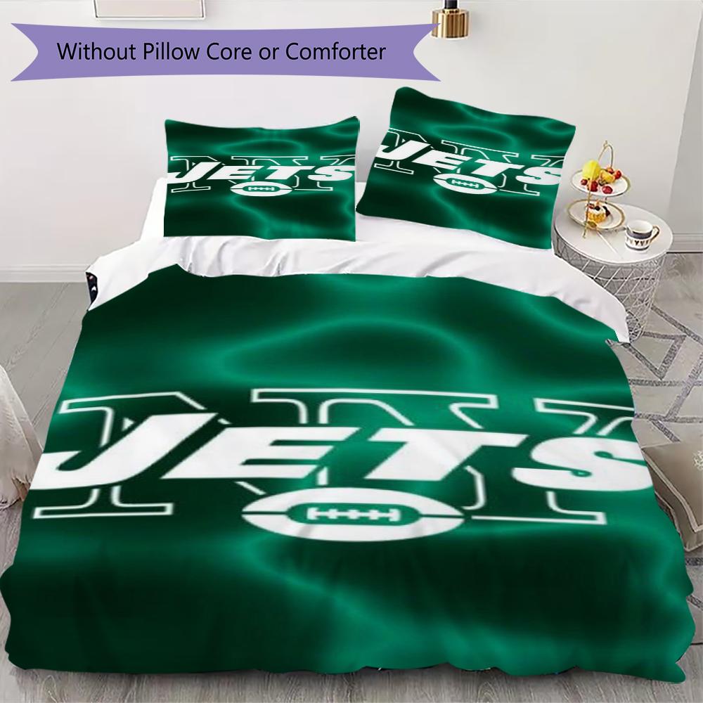 New York Jets Muster Bettwäsche Steppdecken-Set Bettbezug Kissenbezug Heimdekoration Geburtstagsgeschenk (1*Bettbezug + 2*Kissenbezug ohne Füllung)