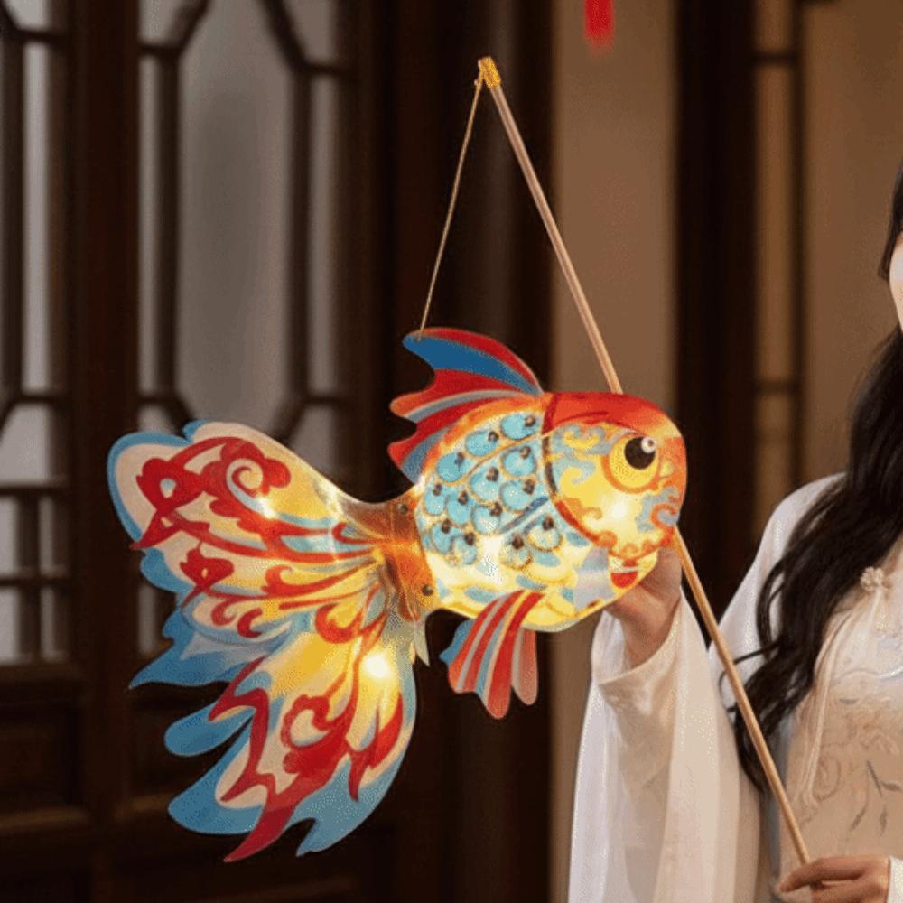Traditional Paper Lamp Kit Handmade Mid Autumn Craft Goldfish Lantern DIY Autumn