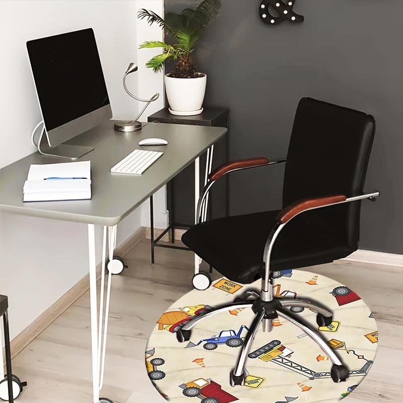 

1PC Construction Trucks Non-Slip Floor Round carpet, Office, family, bedroom, Large Area Rug Indoor Rugs, Durable Polyester-Z0411 80cm by 80cm