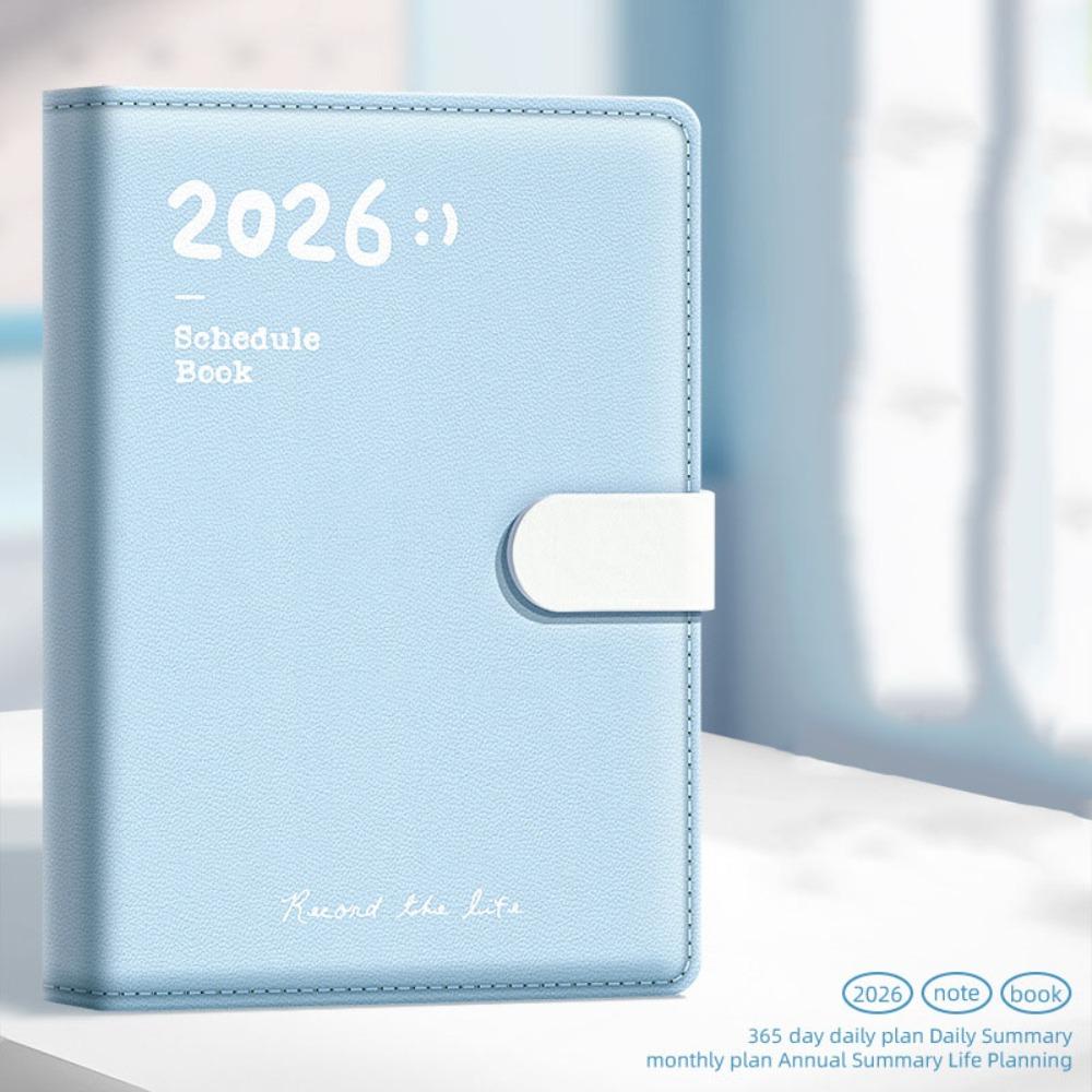 Portable A5 2026 Schedule Book To Do List Planner Reminder Agenda Book Textured PU Daily Planner Office Supplies