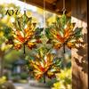 Halloween Party Decor Acrylic Maple Leaf Suncatcher for Autumn Home Decor, Stained Glass Room Atmosphere Style Window Hanging Ornament Thanksgiving
