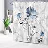 Pink Flowers Vintage Daisy Floral Butterfly Shower Curtains Abstract Farmhouse Decorative Bath Curtain Washable Bathroom Decor