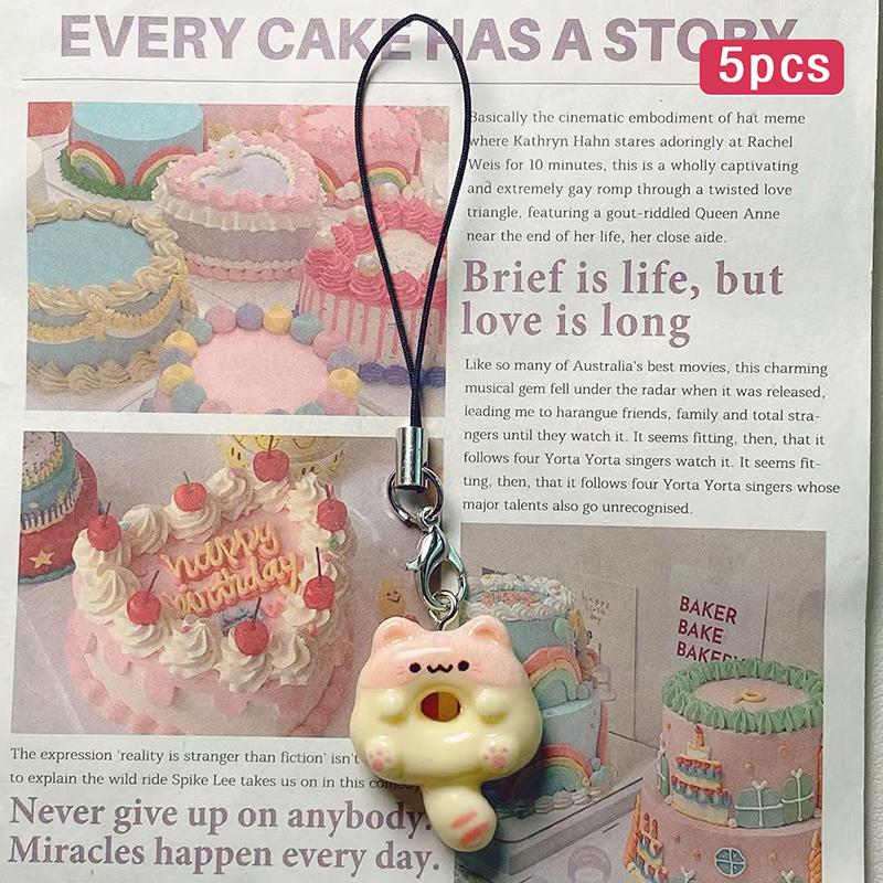 1pcs Cute Cat Cookie Bag Charm Keychain Jewelry Kawaii Resin Animal DIY Backpack Charm Pendant Decoration Couple Gift