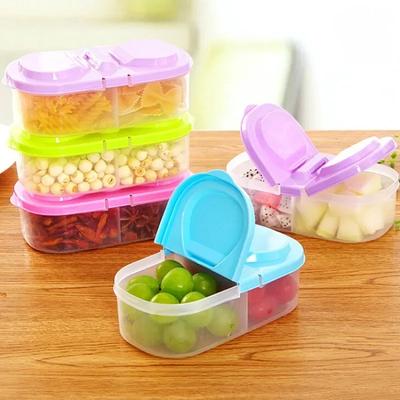 1 Stück Küche Kühlschrank Doppelabteil Frischhaltebox Tragbarer Lunch Obstbehälter Camping Mahlzeiten Aufbewahrungsbehälter