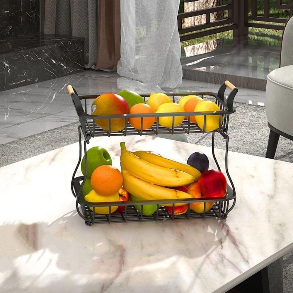 2 Tier Vegetable Bread Basket Detachable Vegetable Holder Organizer Snacks Storage Stand Kitchen