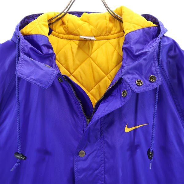 NIKE 90s 00s White Tag Old Big logo embroidery Batting jacket Nylon Hood Men's Used