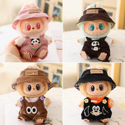 17cm Second Gen Labubu Blind Box Doll Clothes: Cute Sit-Party Overalls Set