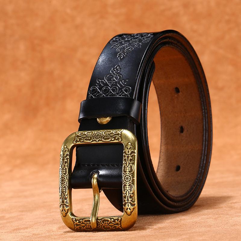 Belt Leather Premium Brass Pin Buckle Trendy Waist Accessory Decoration Daily