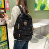 Cute Bow Print Corduroy Backpack for Women Casual Daypack Travel School Bag with Multi Pockets