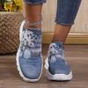 Zapatillas de Plataforma con Estampado Floral de Letras para Mujer Moda Tejido Casual Zapatos Deportivos Mujer Antideslizantes Transpirables Zapatillas para Correr