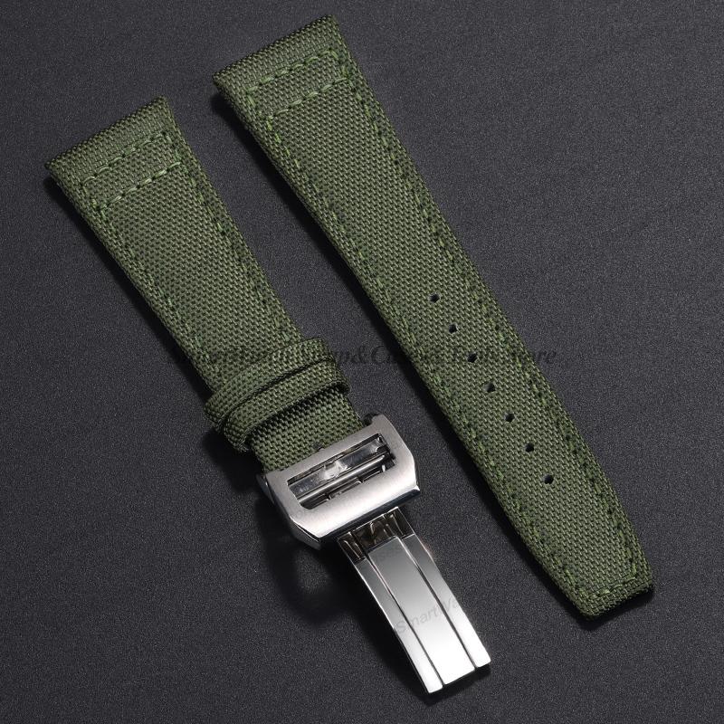 Hebilla de Reloj de 18 mm para IWC Pilot Mark Portuguese Acero Inoxidable Hebilla Plegable Banda de Caucho Nylon Cuero Botón de Hebilla Desplegable