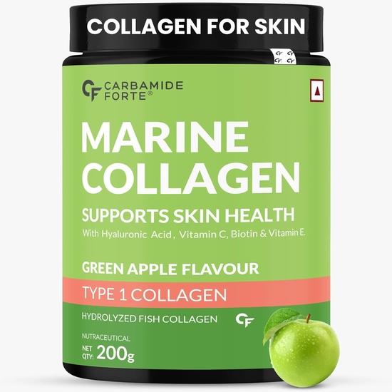 

Carbamide Forte Marine Collagen Powder Supplement - for Skin Fish Collagen Powder for Women & Men - 200 Grams Powder - Green Apple Flavour