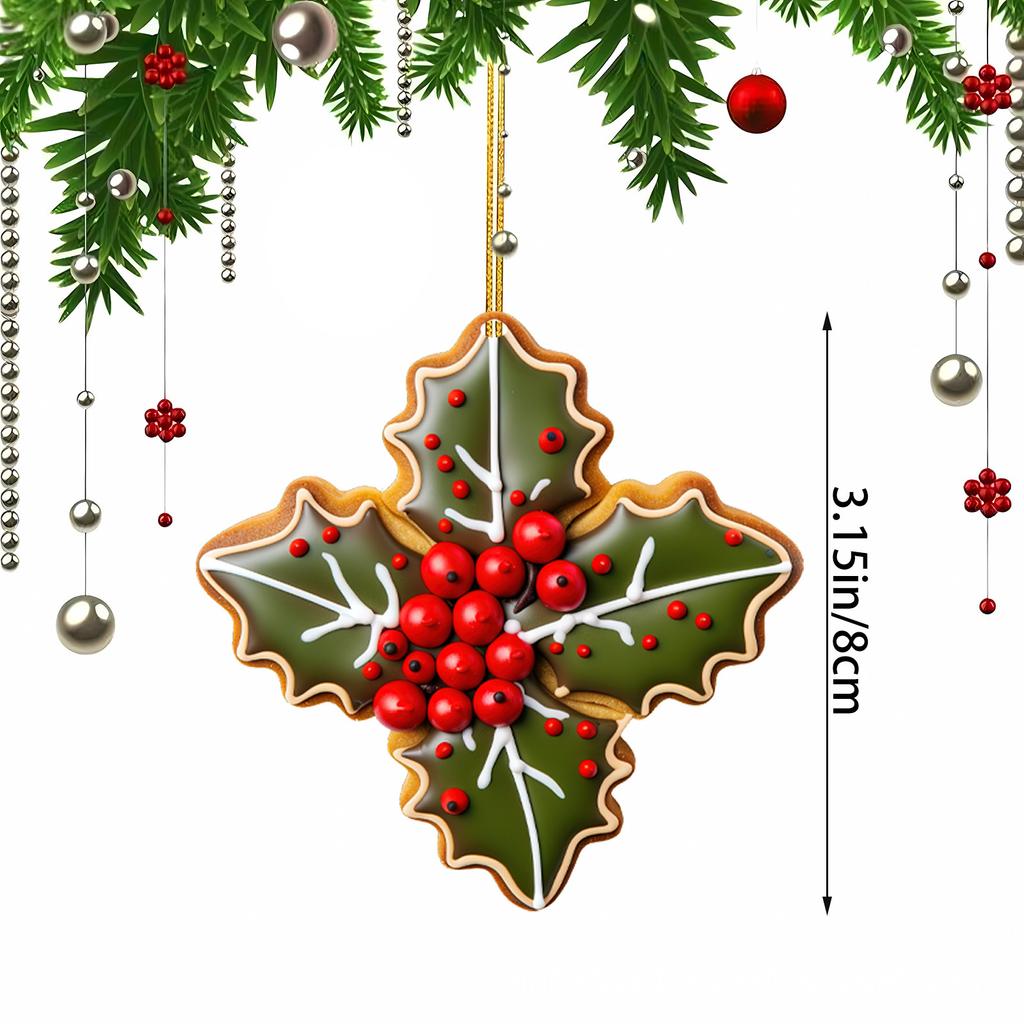 Christmas Hanging Ornaments 2D Snowflake Acrylic Flat Christmas Pendant Xmas Tree Wreath Decorations Home New Year Party Decor