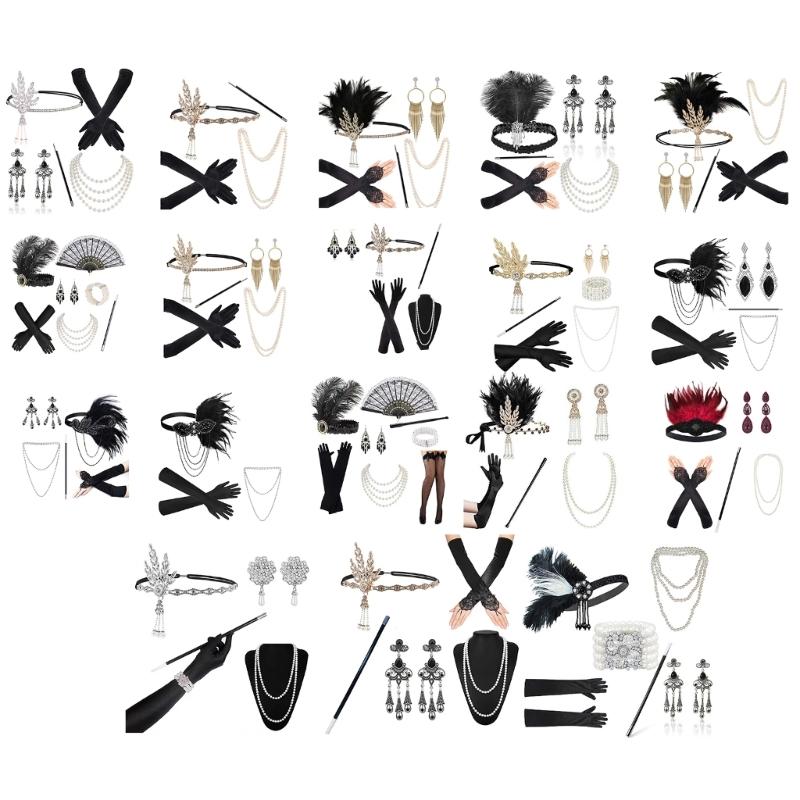 Sparkling Rhinestone Headwear Feathered Headgear Set Alluring Feathered Headband Comfortable for Halloween Singles Party